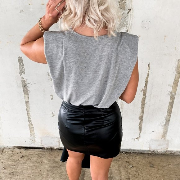 Asymmetrical Faux Leather Mini Skirt - Size Small - Picture 3 of 4